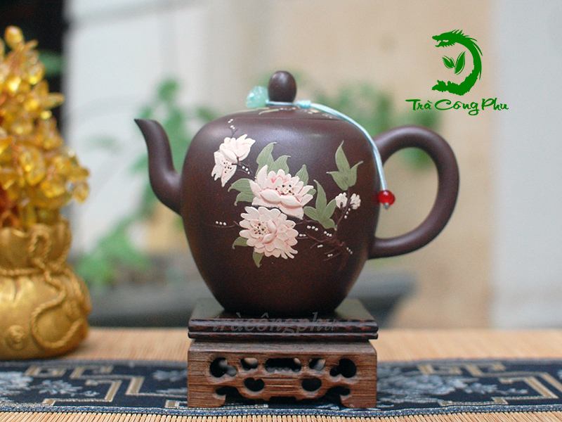 Ấm tử sa Bạch mẫu đơn Mỹ nhân kiên-ATS1395